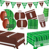 Football Party Supplies Kit Serve 24,Includes Dinner Plates, Dessert Plates, Napkins, Cups,Banner And Touchdown Tablecloth For F