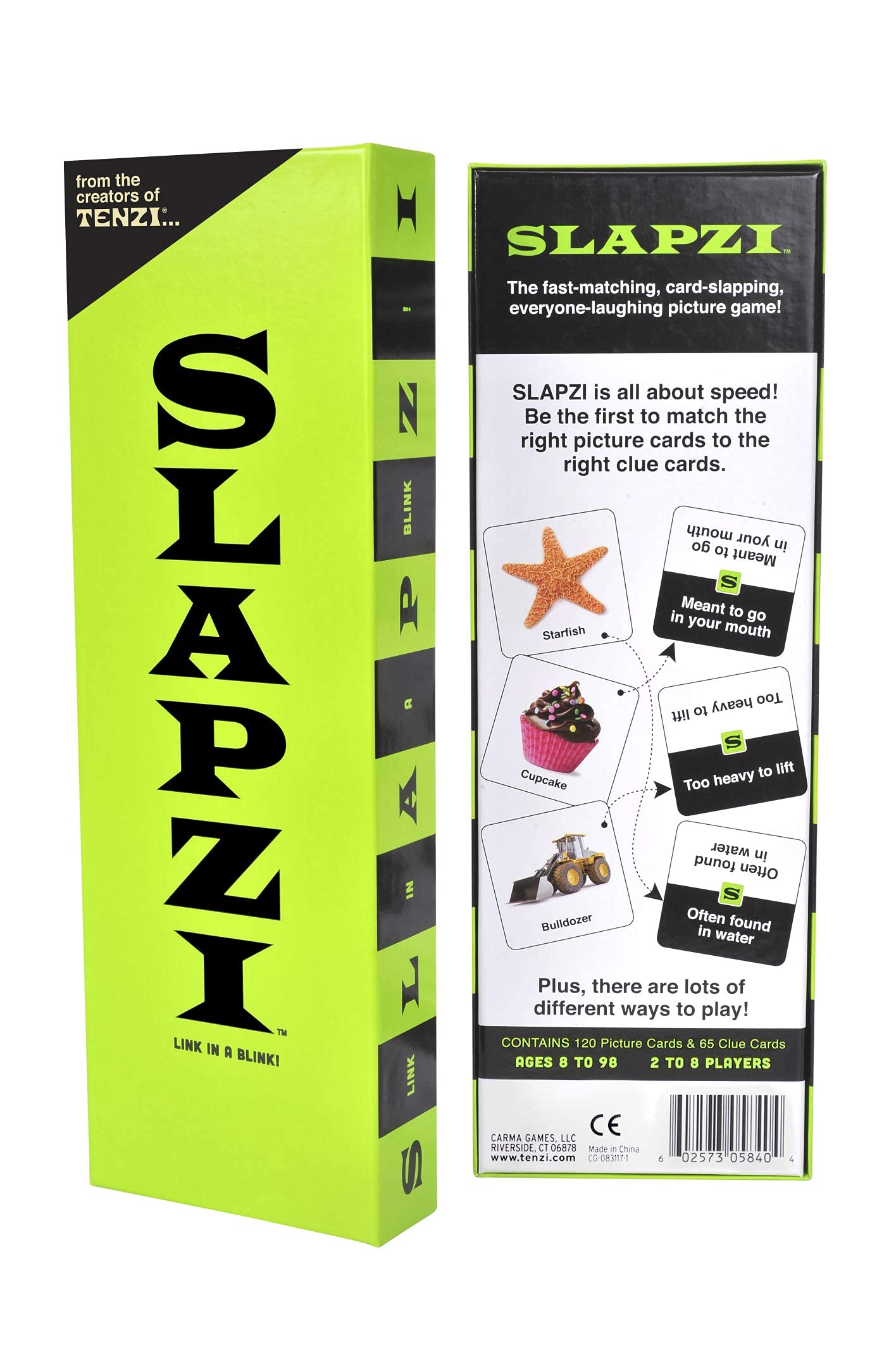Tenzi Slapzi Full-Sized Edition - Includes 120 Picture Cards, 65 Clue Cards - The Quick Thinking And Fast Matching Card Game For All Ages - 2-8 Players