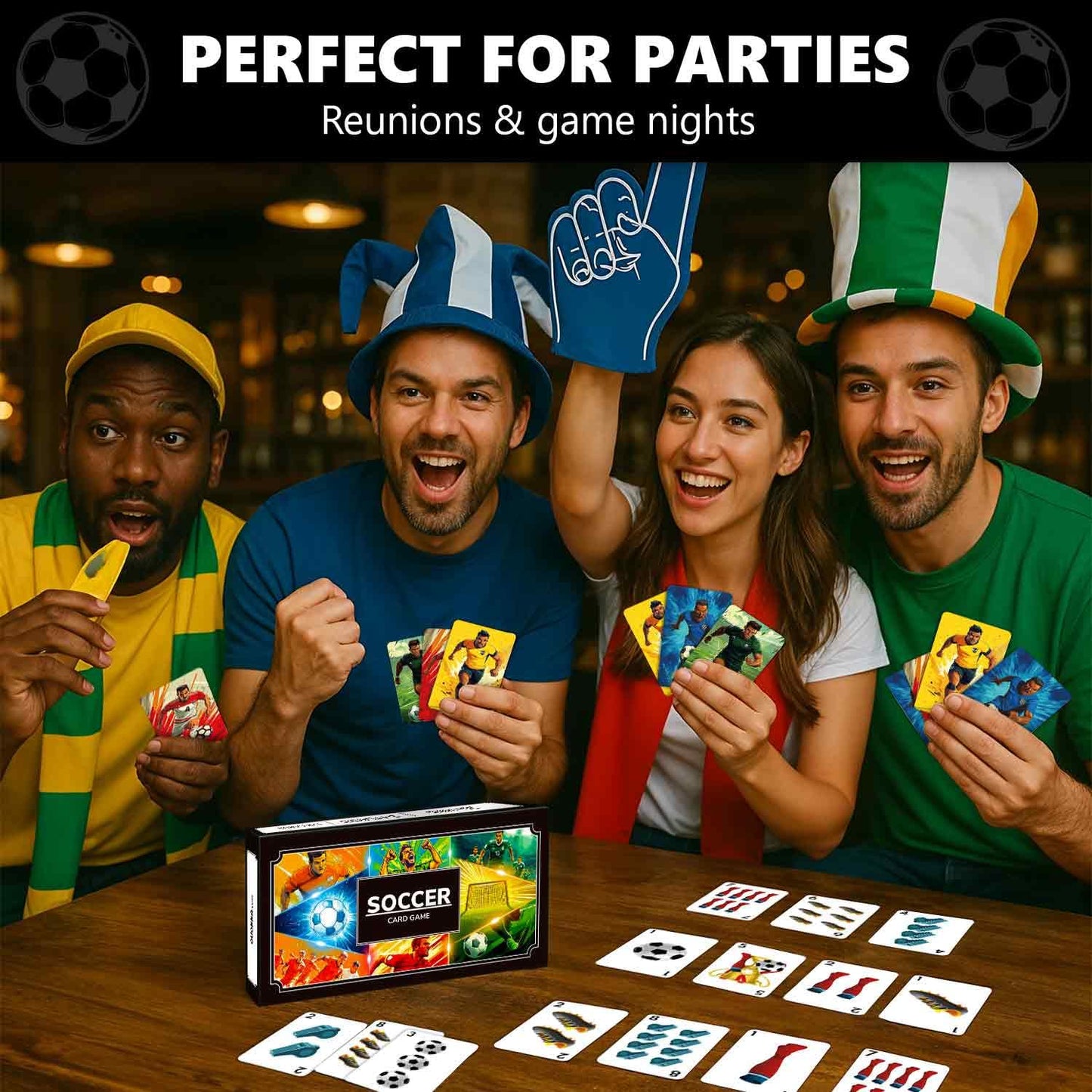 QUOKKA Soccer Fast-Paced Card Game for Kids & Adults - 128 Cards & Easy Rules - Quick & Fun Matching Game - 2-8 Players - Ages 8