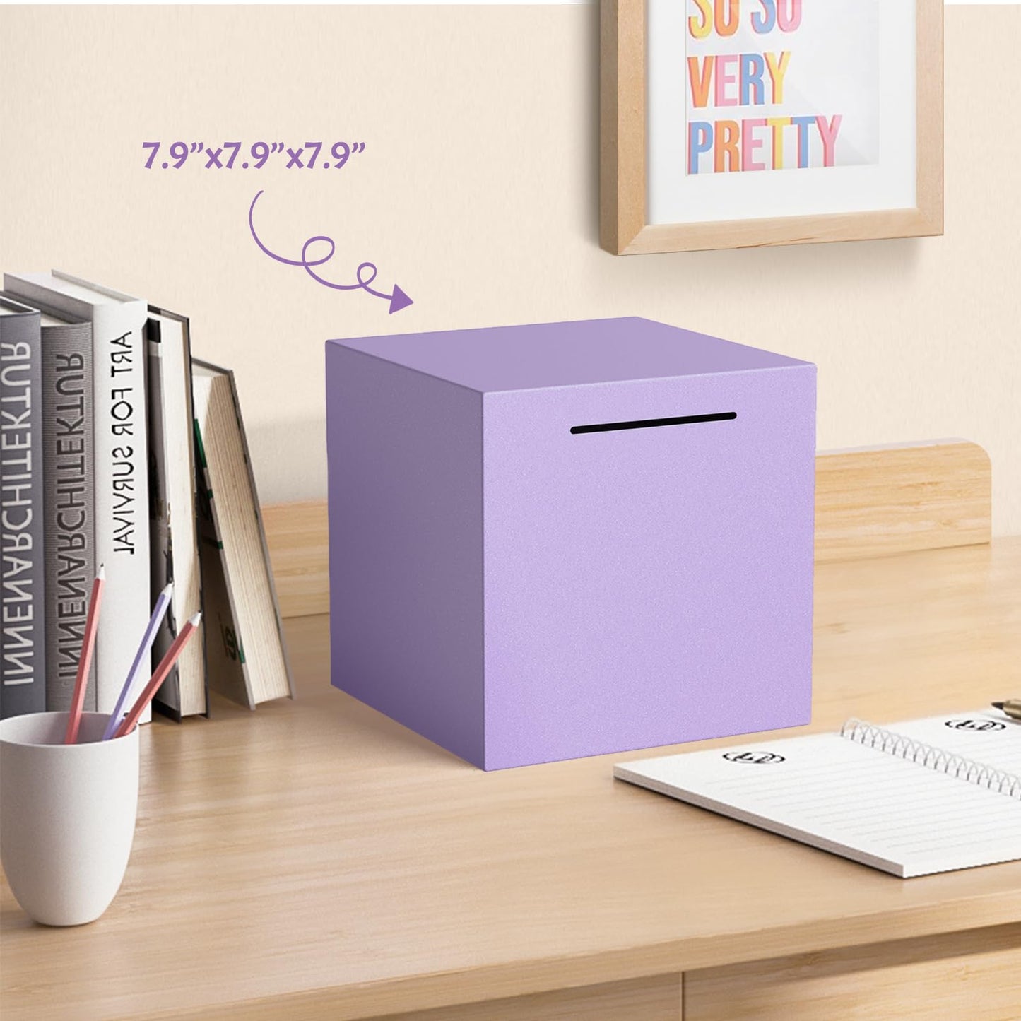 Piggy Bank For Adults Must Break To Open, Unbreakable Adults Piggy Bank Made Of Stainless Steel, Metal Saving Bank (Purple, 7.9-