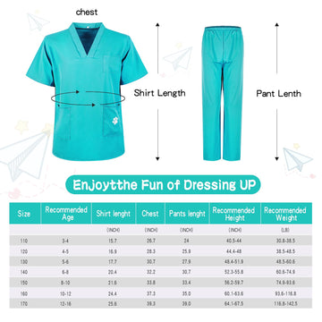 S3Xy-Fiv5 Kids Nurse Costume Doctor Costume Dentist Costume For Kids Play House Pretend Play Dress Up Party Green 10-12 Yrs 160C