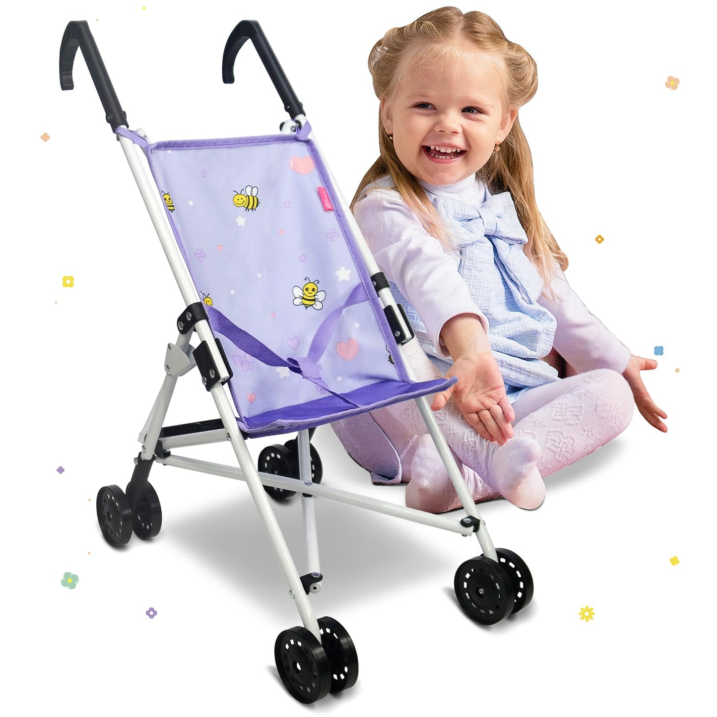 Anivia Stroller Toy Collection Doll Stroller Baby Doll Accessories for Toddlers 1-3Heart Design Gifts for Toddlers and Girls Toy