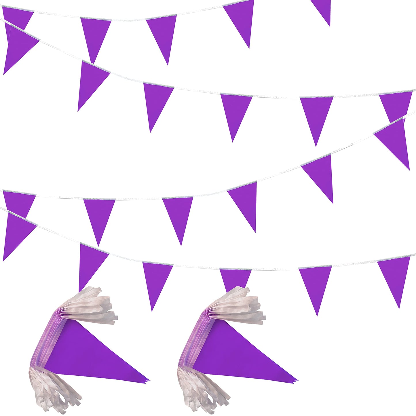 Lybutty 100 Feet Purple Pennant Banners Flags String Hanging Triangle Bunting Flags,Party Decorations For Grand Opening,Kids Bir