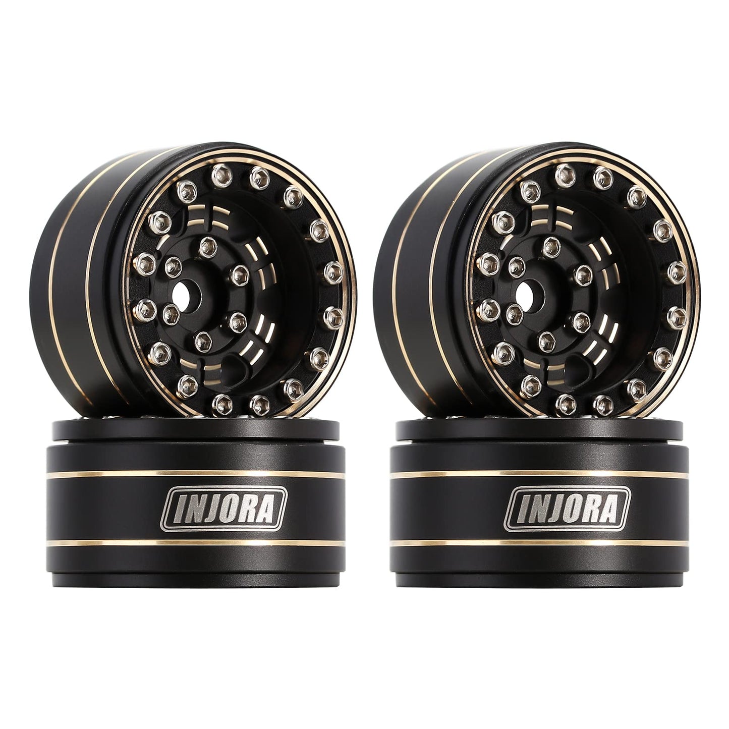 INJORA Brass 1.0 Beadlock Wheel- Negative Offset 3.15mm Wheels for 1/18 TRX4M SCX24 Gladiator Bronco C10 JLU Deadbolt Axial 1/24