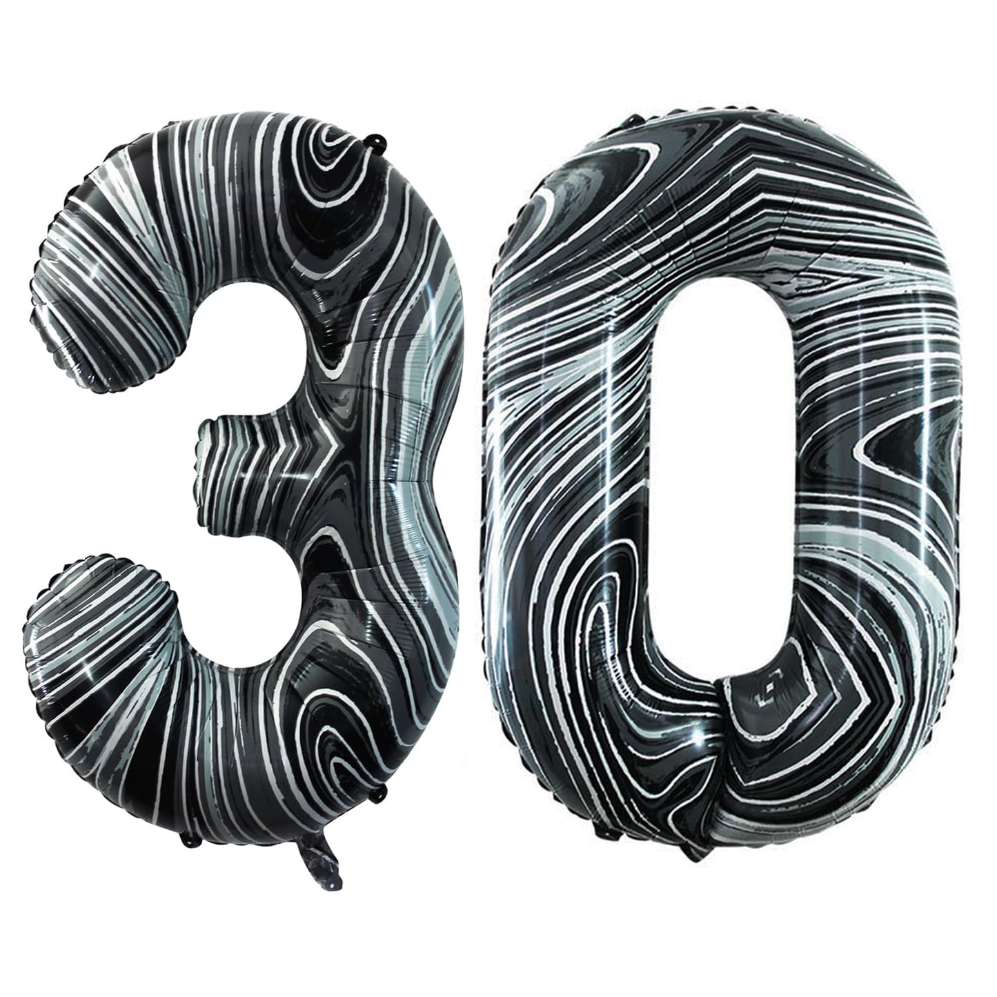 Goer Number 30 Balloons For 30Th Birthday Party Decorations,42 Inch Jumbo Foil Helium Balloons For 30Th Anniversary (Marble Black)