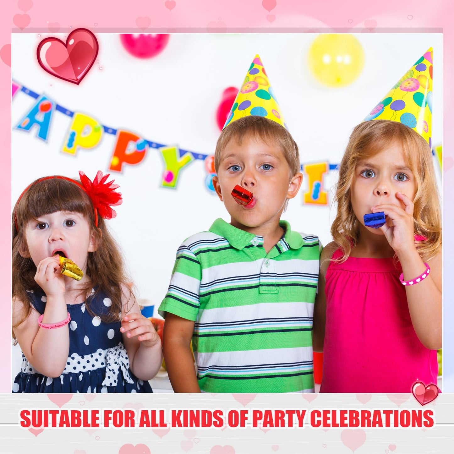 Remuuly 150 Pieces Valentine's Day Bracelets Rubber Silicone Wristband with 5 Patterns Valentines Gifts Party Favors for Goodie