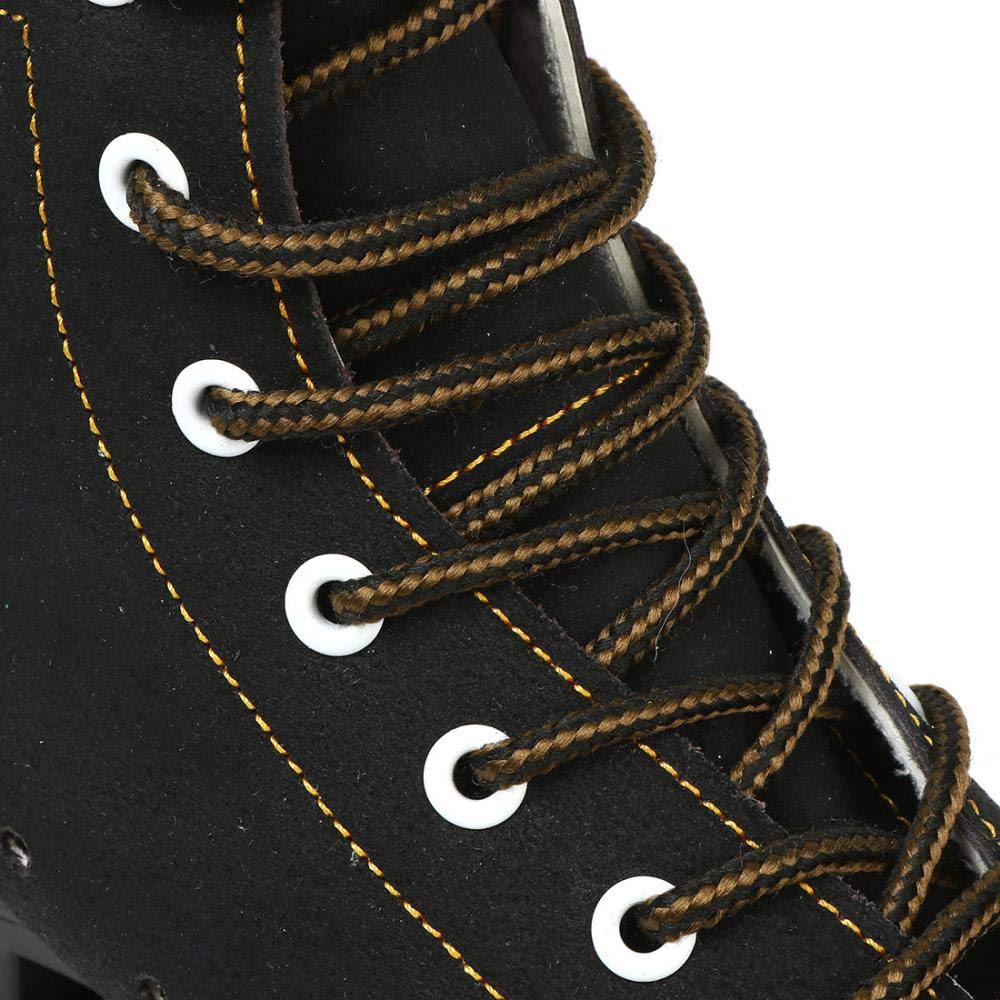 XUDREZ Cowhide Roller Skates - High-Top, Adjustable, Faux Leather, Size 41-US Men 7.5/Women 9, Black Flash Wheel