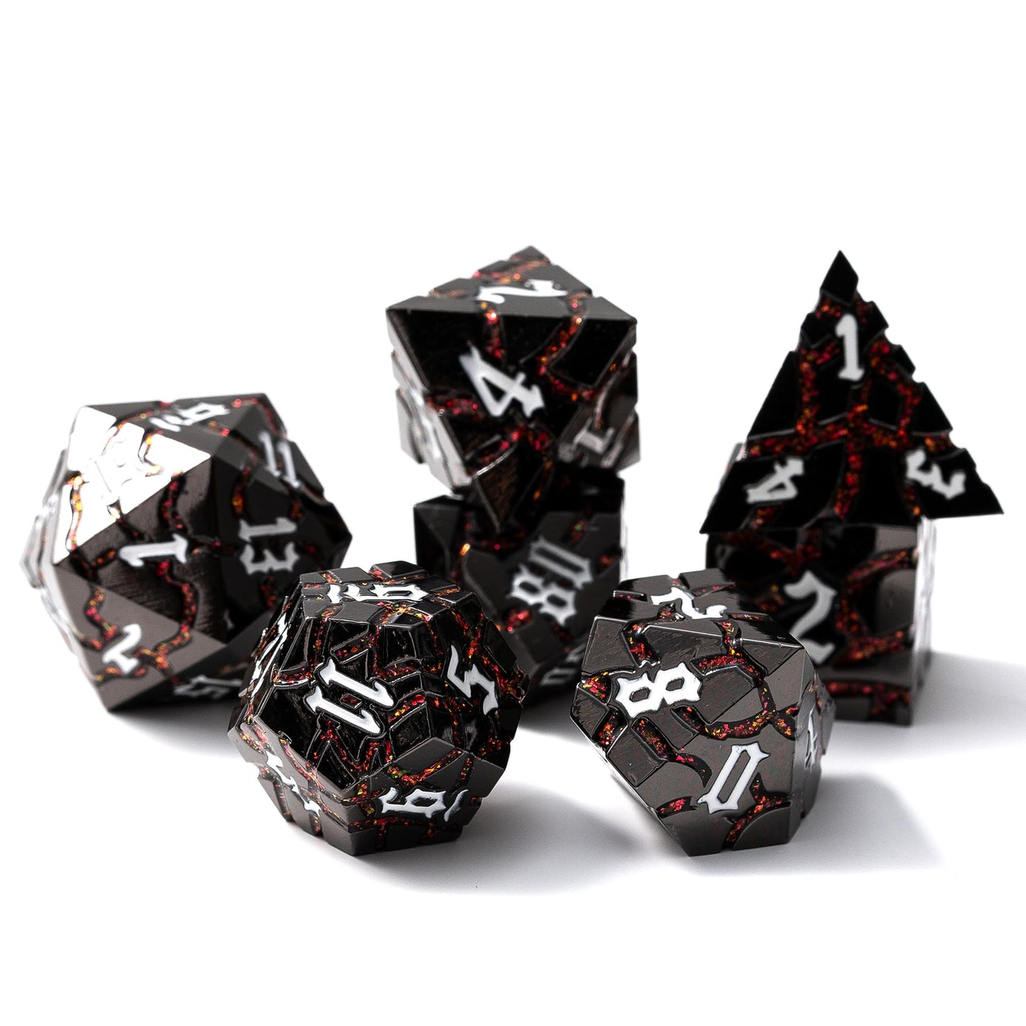 Soar Forge Metal Dice for DND - Beautiful Glitter Cracks Set Compatible with Dungeons and Dragons and Other RPG, Dice for D&D (G