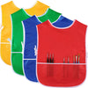 SATINIOR 4 Pieces Art Smock for Kids Waterproof Artist Painting Apron Bulk for Children Craft Handwork Cooking Toddler Activity,