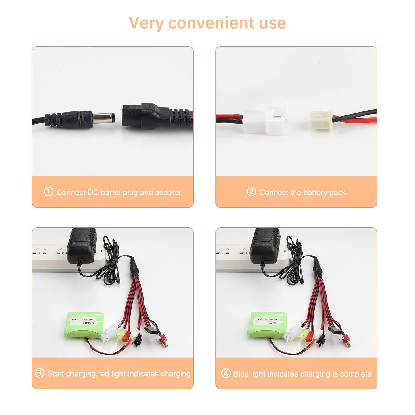 Rc Battery Charger For 4.8V 7.2V 8.4V 9.6V Nimh/Nicd, Rc Car Charger For Traxxas Battery 2.4V-12V Battery Pack, 2-10