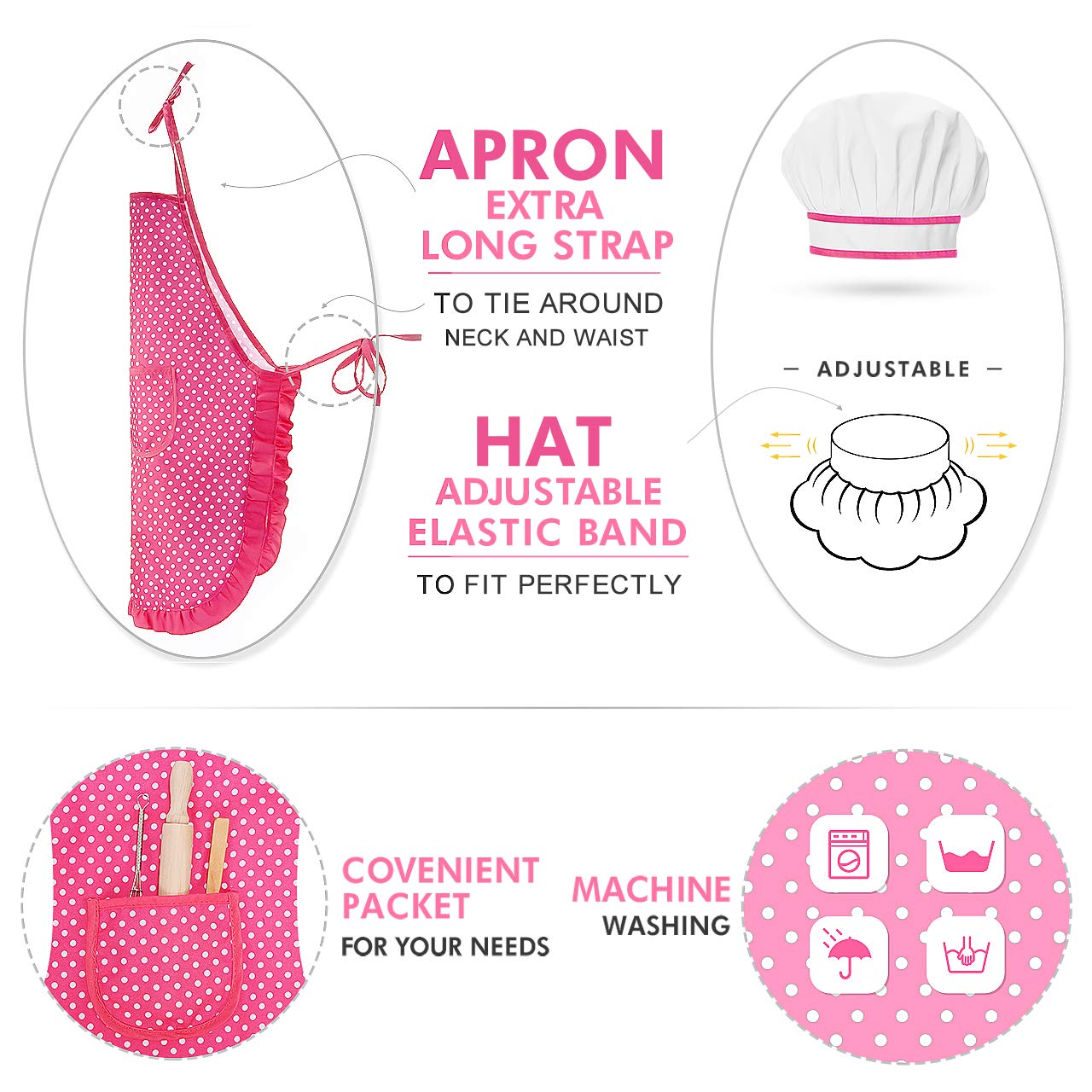 Popular Gifts for 2-8 Year Old Girls Boys, Chef Costume Set for Kids Apron for Girls Kids Chef Hat and Apron Toddler Cooking Toy