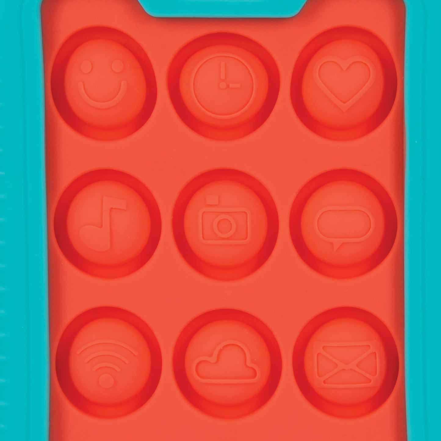 Nuby Baby Teething Toy - Bpa Free - 3+ Months - Giggle Bytes Sensory Popper Cellphone - Aqua