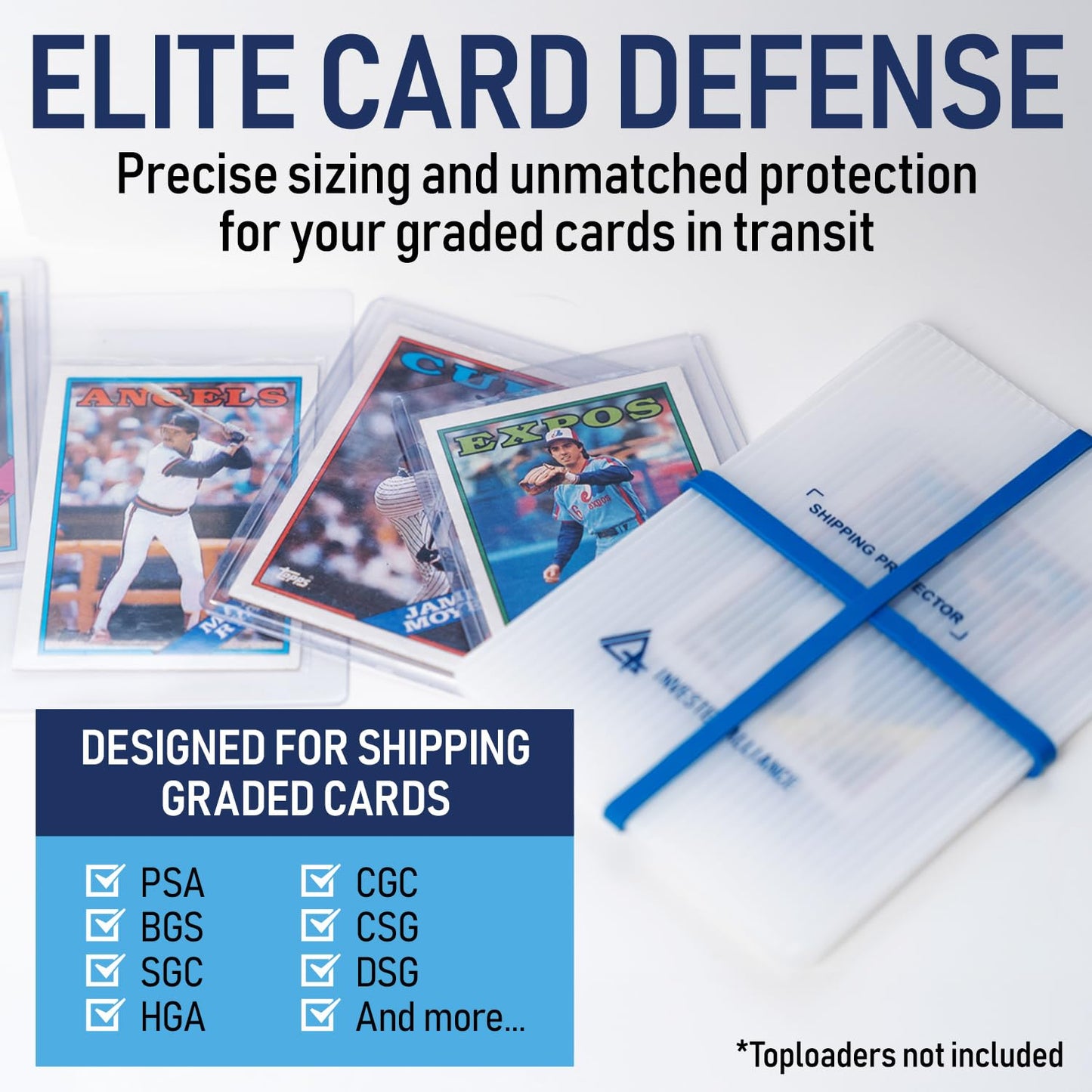 enhanced Bundle Trading Card Shipping Protector with Rubber Bands | Graded Cards Protectors Sports Trading Card Shipping Supplies Packaging TCG Baseball Cards Shippings Shield.