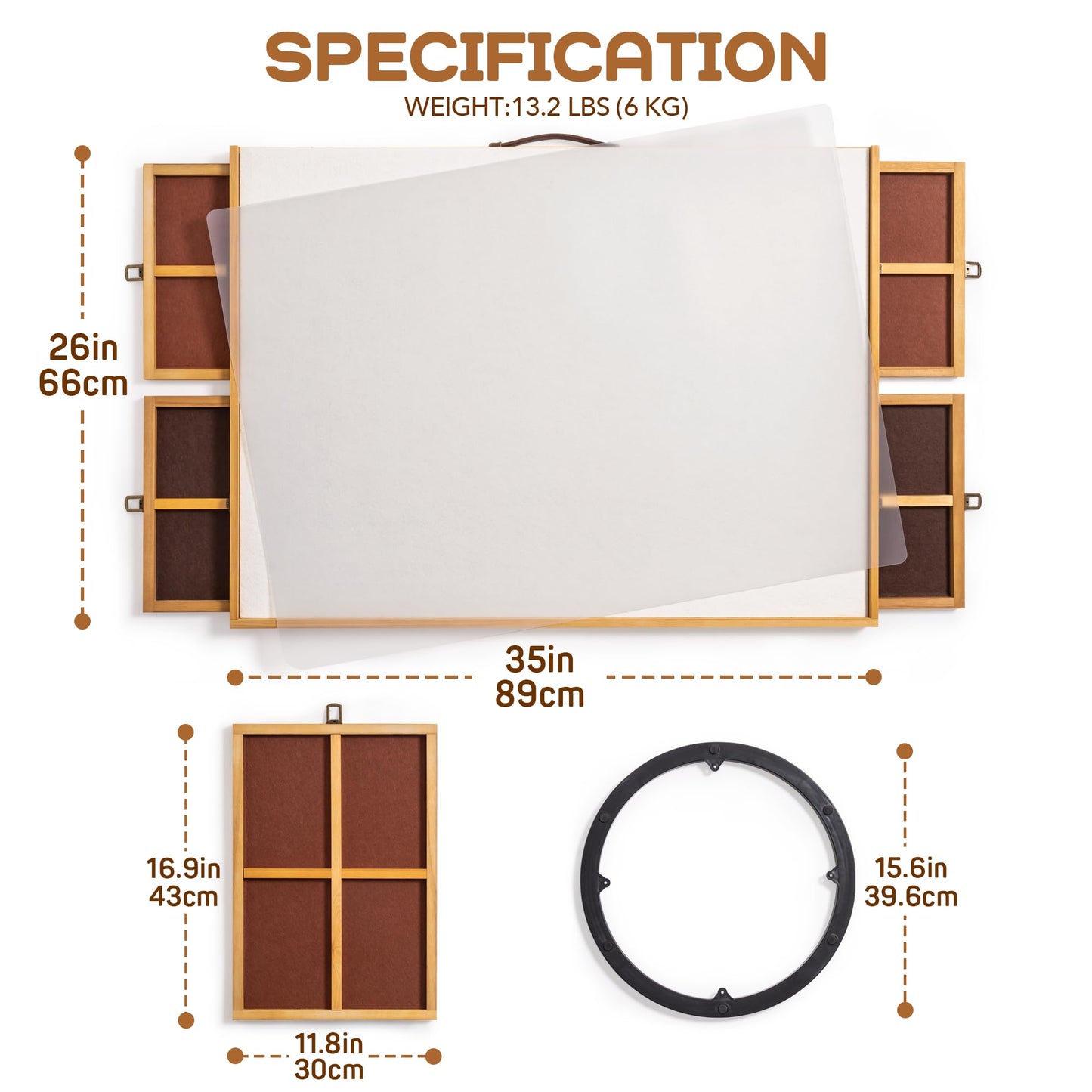 Robud 1500 Piece Rotating Puzzle Board, 35'' X 26'' Portable Jigsaw Puzzle Table With Handle, Visible Cover, 4 Partitioned Drawers And Felted Anti-Skid Surface, Premium Gift For Kids And Adults