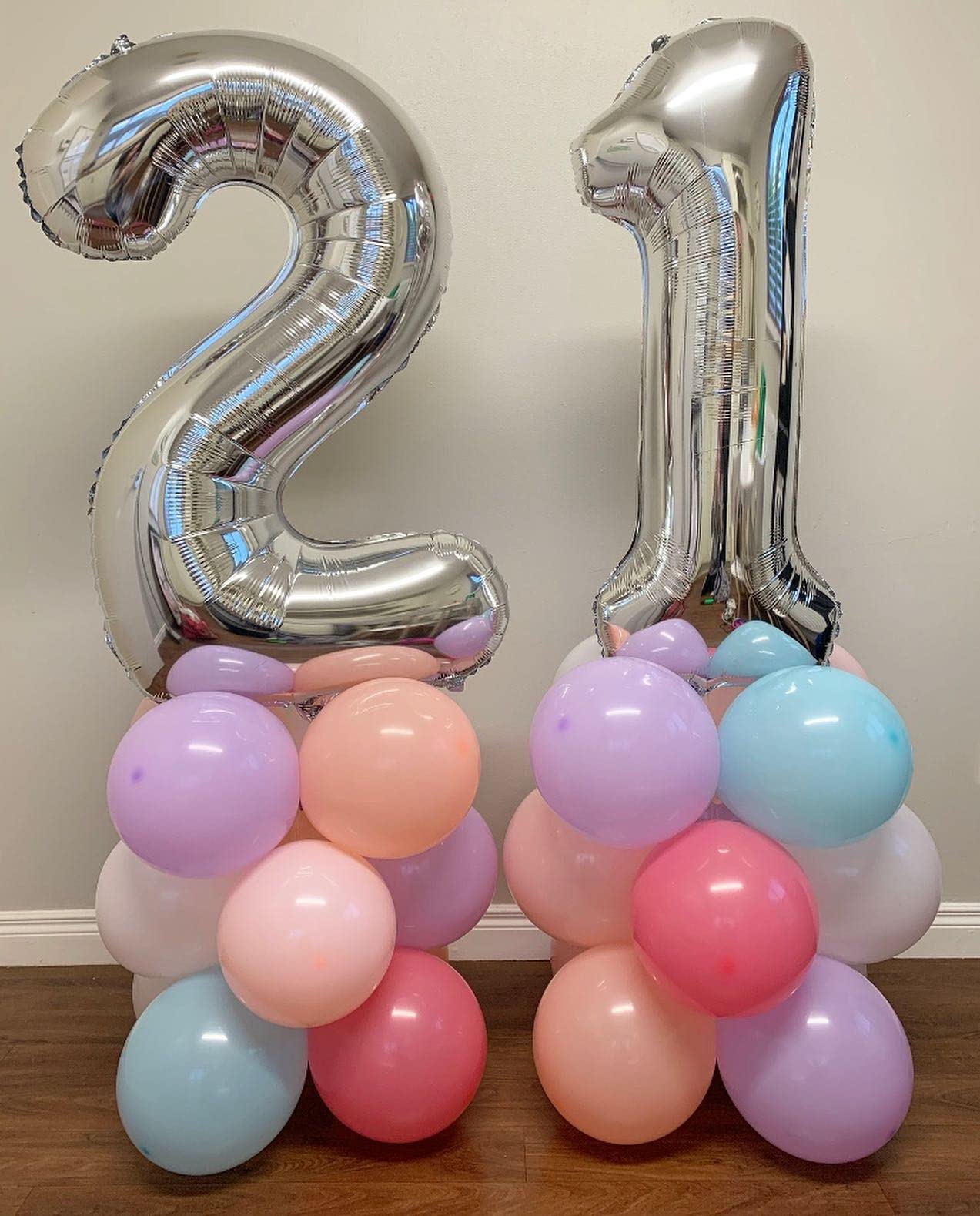 LHOAVWE 40 Inch Silver 21 Number Balloons - Giant Foil Mylar Helium Balloons for 12th & 21st Birthday Party Decorations