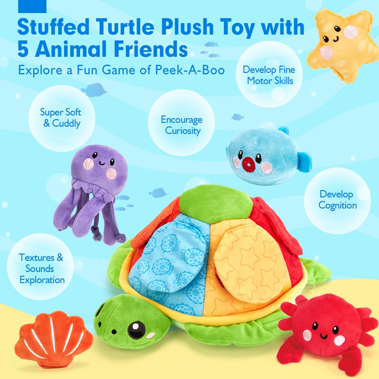 Hahaland Baby Toys For Babies 6-12 Months - Baby Toys Stuffed Animals Soft Crinkle Sensory Toys For 0-6 6-12 Months Old Toddlers 1 Year Old Boy Birthday Gift For Baby Boys Girs Toy