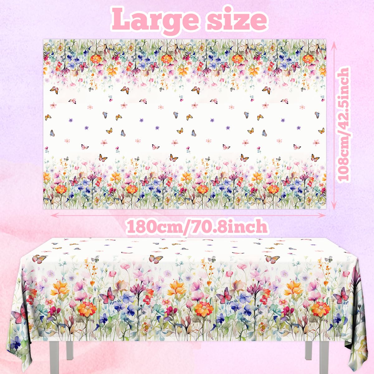 Hakoti Wildflower Baby Shower Decorations - 3Pcs Wildflower Tablecloth Wildflower Baby In Bloom Party Tablecloth Floral Theme Su