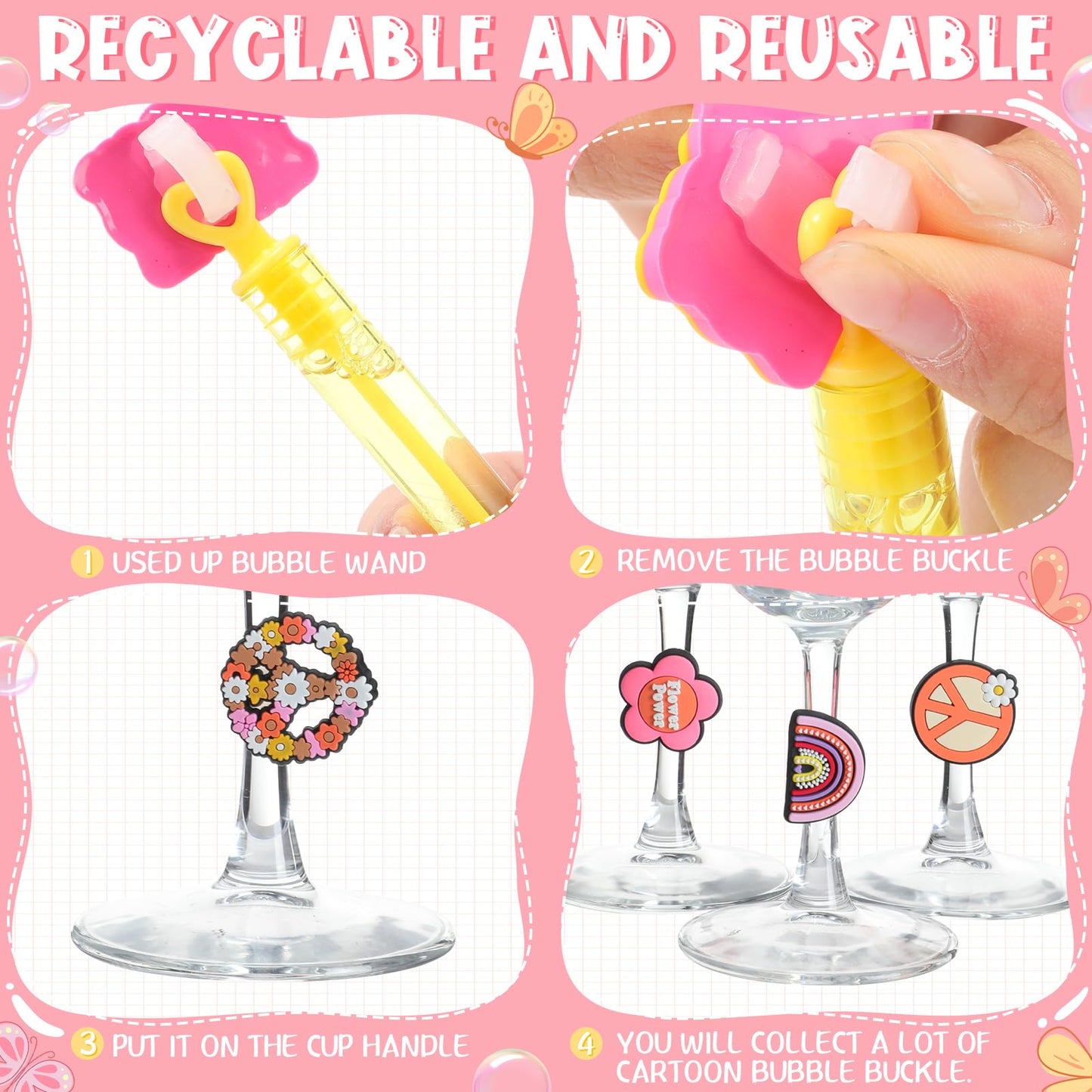 Rotatingpals 27 Pcs Two Groovy Party Favors For Boys Girls 0.2 Oz Bubble Wands With Liquid Bubble Maker Classroom Prizes Goodie