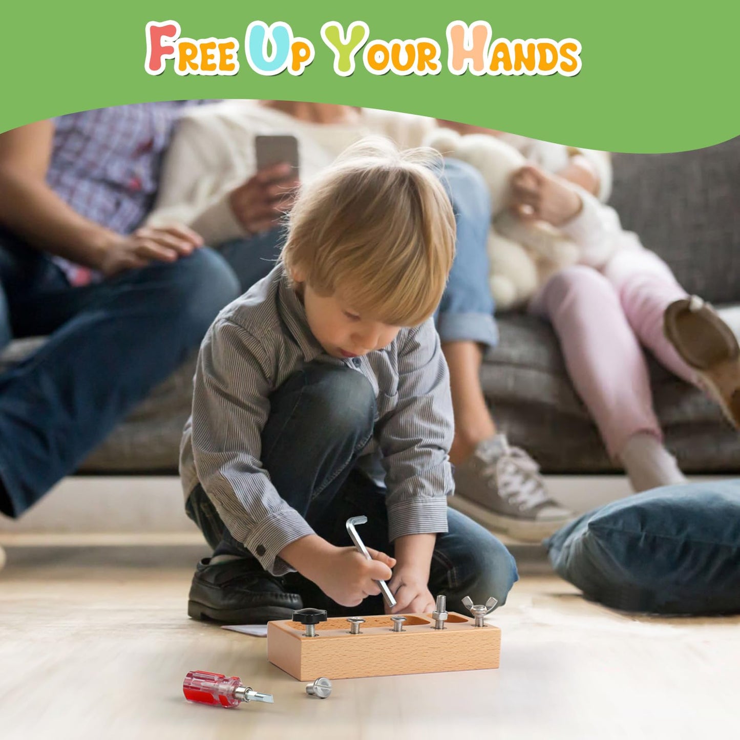 MEROCO Montessori Toddler Screwdriver Toy Set, Montessori Toys for 3+ Year Old Play Real Kids Tools Set for Boys Age 3, Fine Mot