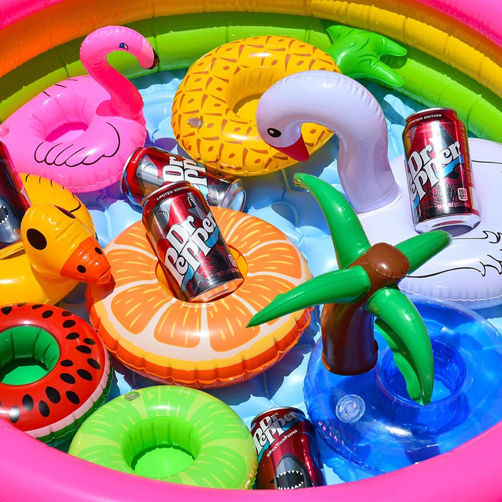 Inflatable Drink Holder 3 Pack Lemon Drink Pool Floats Cup Holders For Summer Pool Party, Variety Shape To Choose