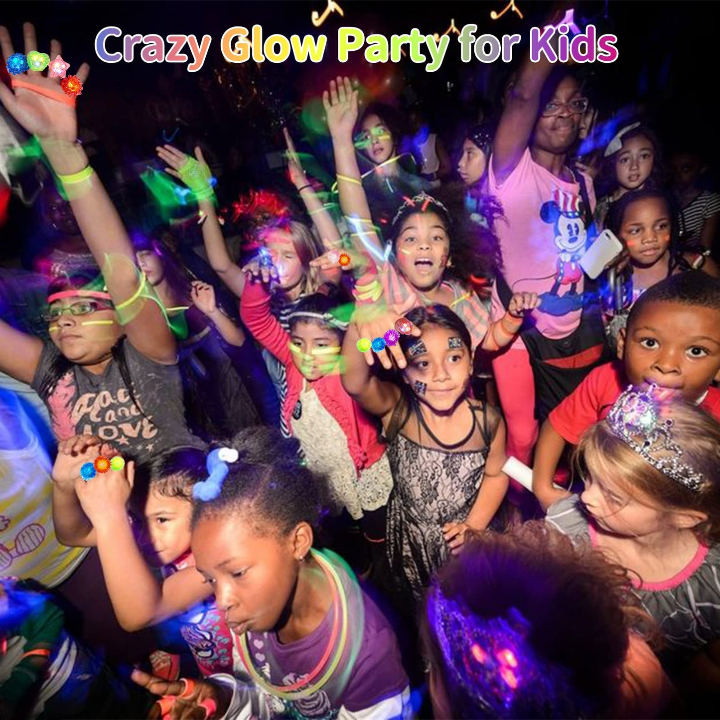 65 Pack Birthday Party Favors For Kids- Goody Bag Stuffers Light Up Rings Bulk Toys, Glow In The Dark Party Supplies - Led Colorful Rubber Rings Surprise Gifts For Halloween Party Easter Concert Shows