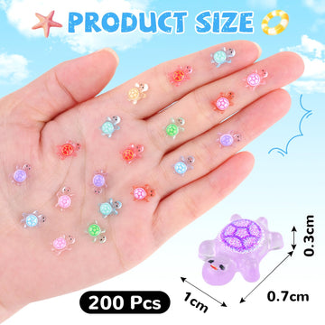 TINKRSTUFF 200PCS Mini Resin Colorful Tiny Turtles - Glow in Dark Animal Figurines for Garden, Dollhouse, Aquarium Crafts & Decor
