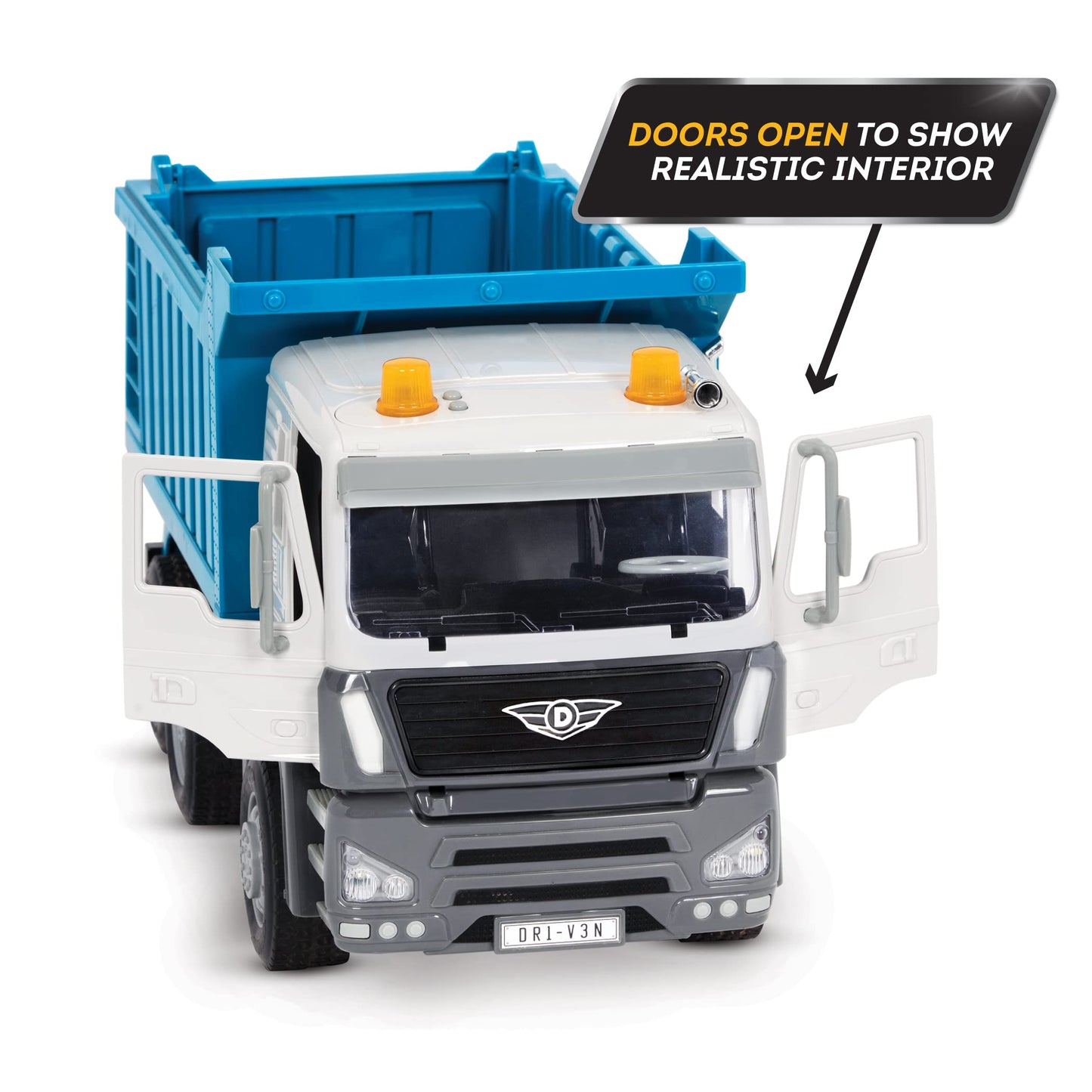 Driven by Battat Large Toy Dump Truck for Kids, 1:16 Scale, Multi Color, Lights & Sounds, Movable Parts, Ages 3+ - Toy Construction Vehicle