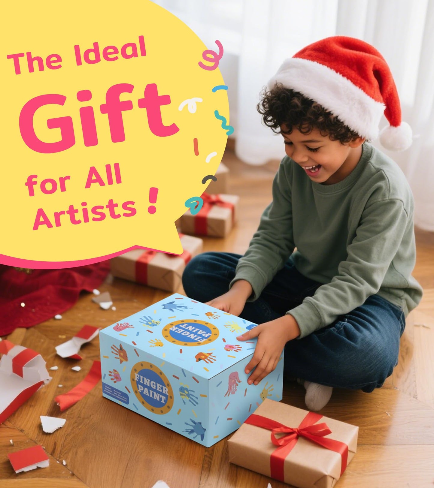 TMOL Washable Finger Paints for Toddlers, 40 PCS Non-Toxic Art Supplies, 10 Vibrant Colors, 0.21 Fl Oz Each, Safe for Kids Age 3