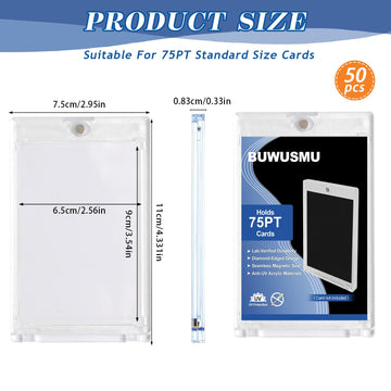 50 Pcs 75 Pt Acrylic Magnetic Card Holders One Touch Card Holder Clear Card Protectors Hard Plastic Magnetic Card Case for Sports Baseball Trading Card Storing Displaying(2.5 x 3.54 Inch)