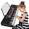 M SANMERSEN 61-Key Kids Piano with Microphone, Dual Speakers, LED Display, AUX-in, Music Stand, Black, Model WJ-YCY-2052-BK, 24