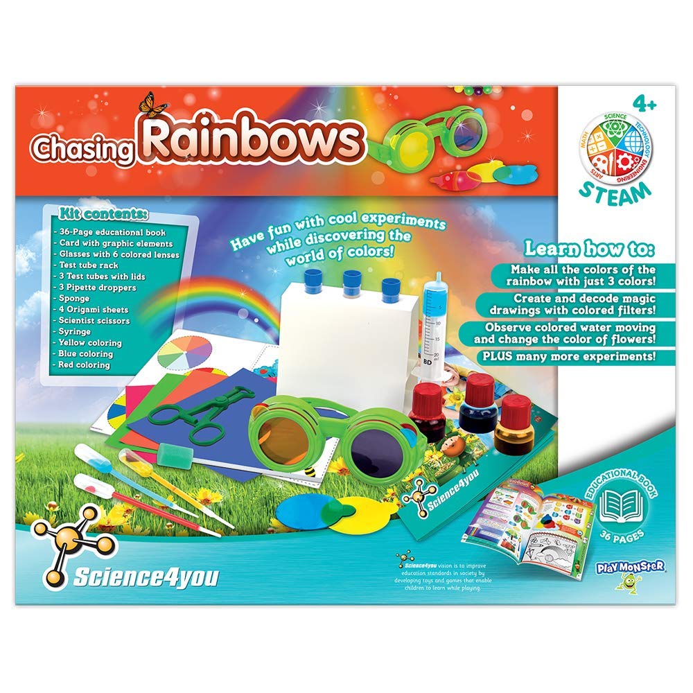 PlayMonster Science4you - Chasing Rainbows - 13 Experiments to Explore The World of Colors - Fun Education Activity for Kids Ages 4+