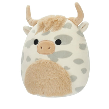Squishmallows Original 7.5-Inch Borsa Grey Spotted Highland Cow Plush, Soft Polyester Toy