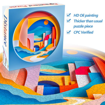 Bgraamiens 3D Visual Sunrise 1000 Piece Round Puzzle for Adults - Multicolor, Paper Material, Model: ec370d44-bfd4-4e97-89c8