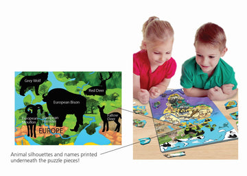 Dowling Magnets Animal Magnetism Magnetic Wildlife Map Puzzle Bundle, Set Of 3 Puzzles: North America & South America, Eurasia & Africa, Asia & Australia (Per Puzzle: 11.50 Inches W X 18 Inches H)