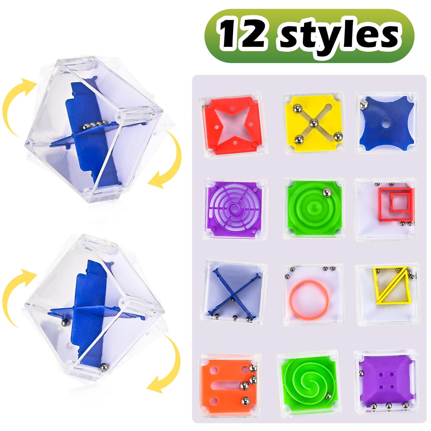 Goldge 24 Pcs Balance Iq Maze Game Toy Set - Mini 3D Brain Maze Puzzle Cubes In A Box. Fun Party Favor Games And Ideal Prizes Fo