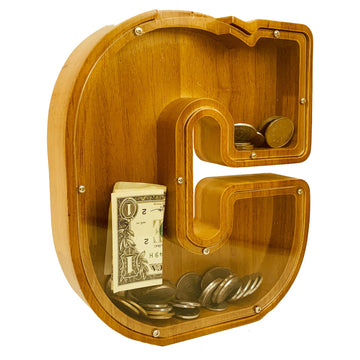 Personalized Wooden Letter Piggy Bank for Boys and Girls with Children's Letters, Customized Laser Engraved Names, Creative, Pig