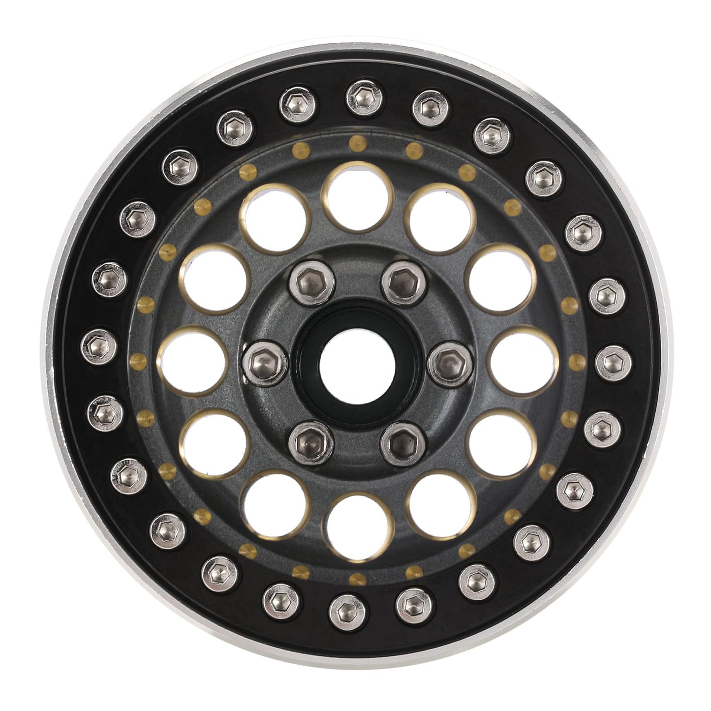 INJORA 1.9'' Beadlock Wheel Rim - 153g Super Heavy Brass & Aluminum Deep Dish Wheel for 1/10 RC Crawler SCX10 TRX4 VS4-10 Gen8 (