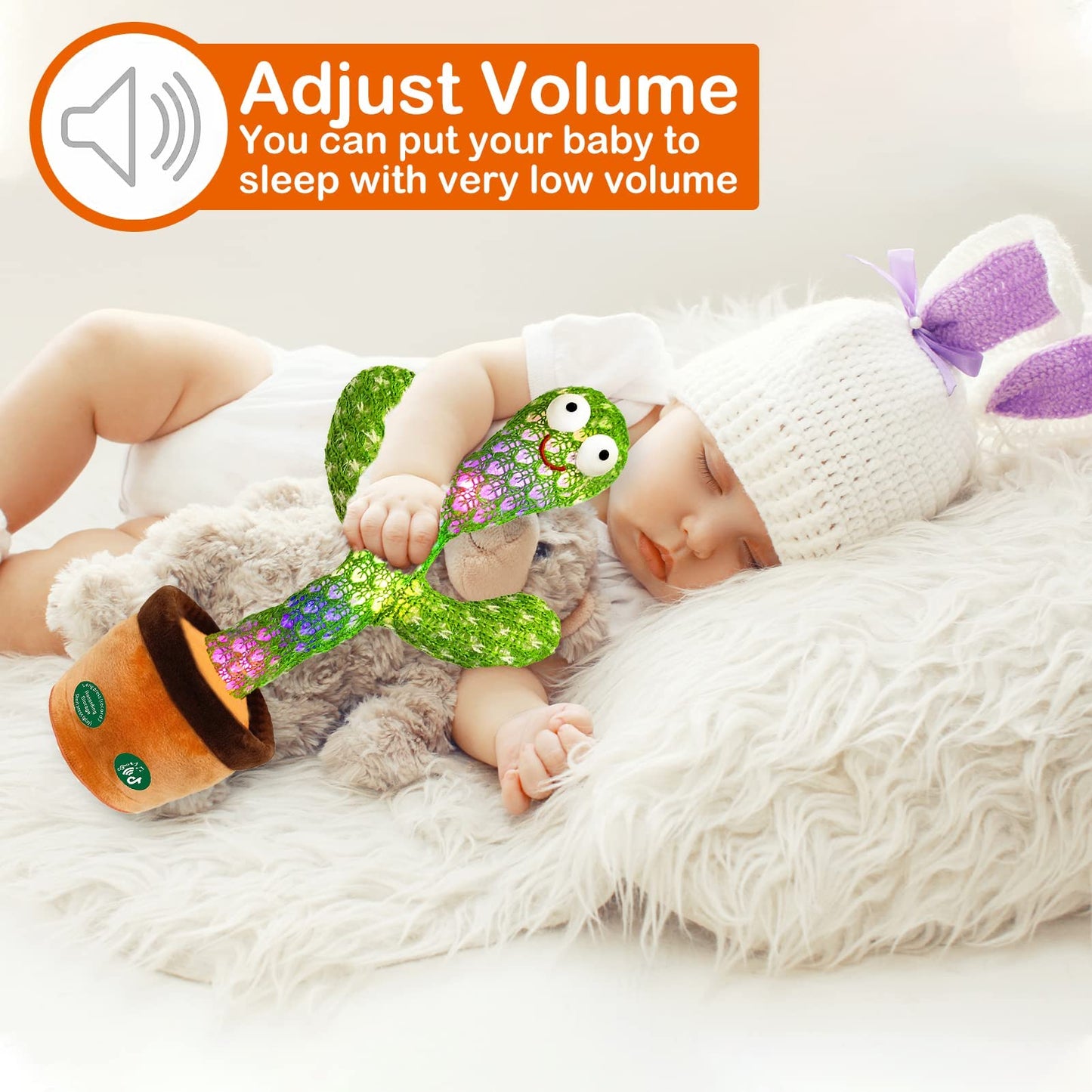 Pbooo Dancing Talking Cactus Toy,Talking Repeat Singing Sunny Cactus Toy 120 Pcs Songs For Baby 15S Record Your Sound Volume Adj