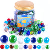Sallyfashion 145Pcs Colorful Marbles Bulk, Glass Marbles With Marble Jar Assorted Sizes Marbles For Kids Marbles Game Marble Run Vase Fillers Fish Tank