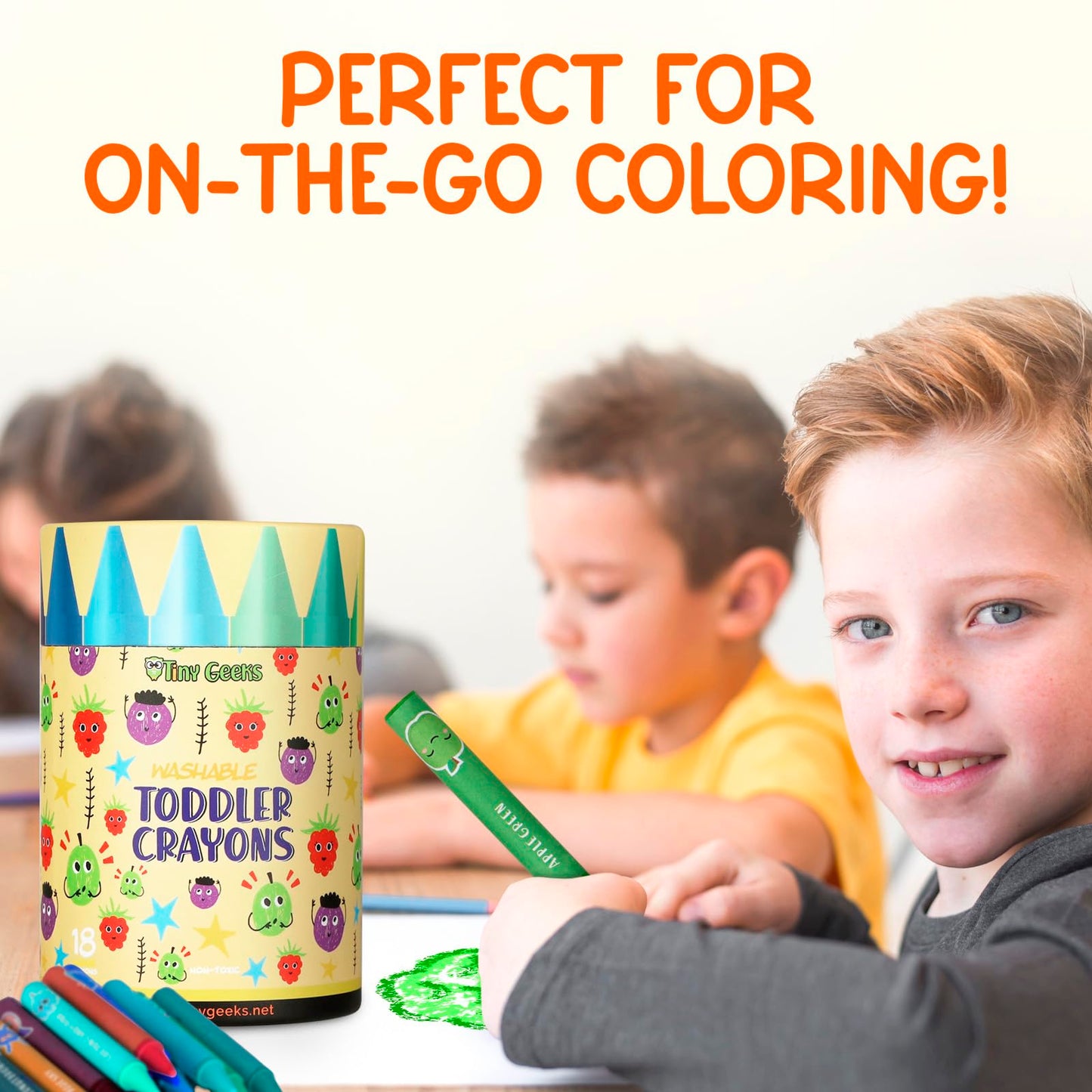 TinyGeeks Jumbo Crayons - Non-Toxic, Washable, Easy-to-Hold, Multicolor, Ideal for Toddlers (Ages 1-8)