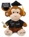 Personalized Graduation Teddy Bear Monkey Gift 2025 For Her, For Him, For High School, College, 12 Inch - Cute Custom Brown Monk
