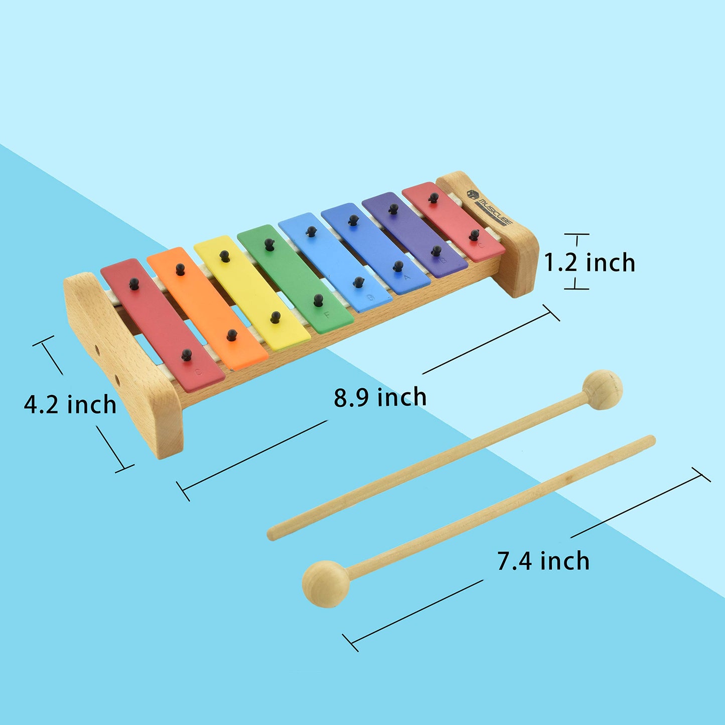 MUSICUBE Xylophone with Harmonica for Kids Orff Instruments Wooden Xylophone with Mallets Toddler Baby Musical Instrument Educat