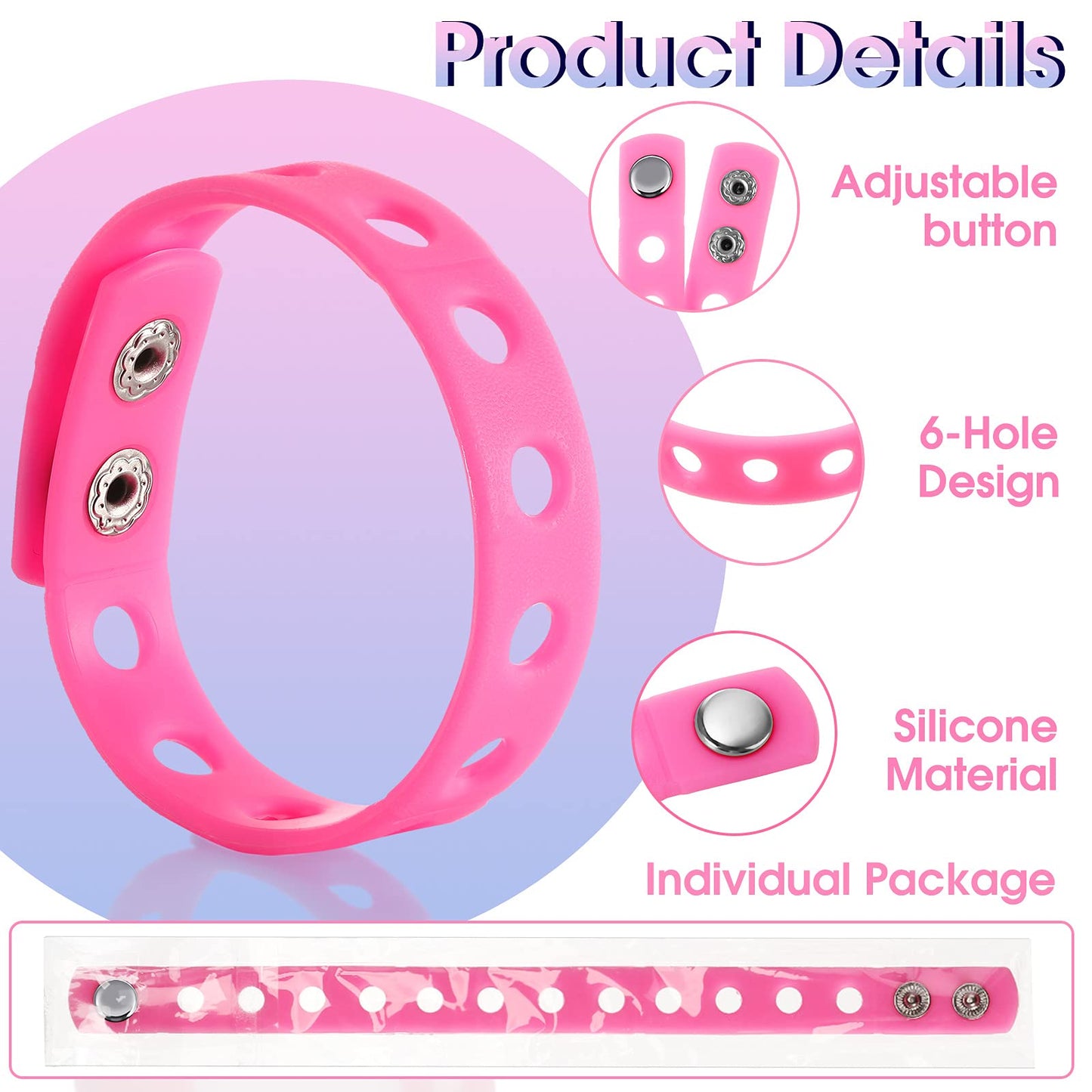 Mtlee 12 Pieces Silicone Wristbands Adjustable Rubber Bracelets Colorful Cute Charm Bracelets With Holes For Shoe Charm Boys Gir