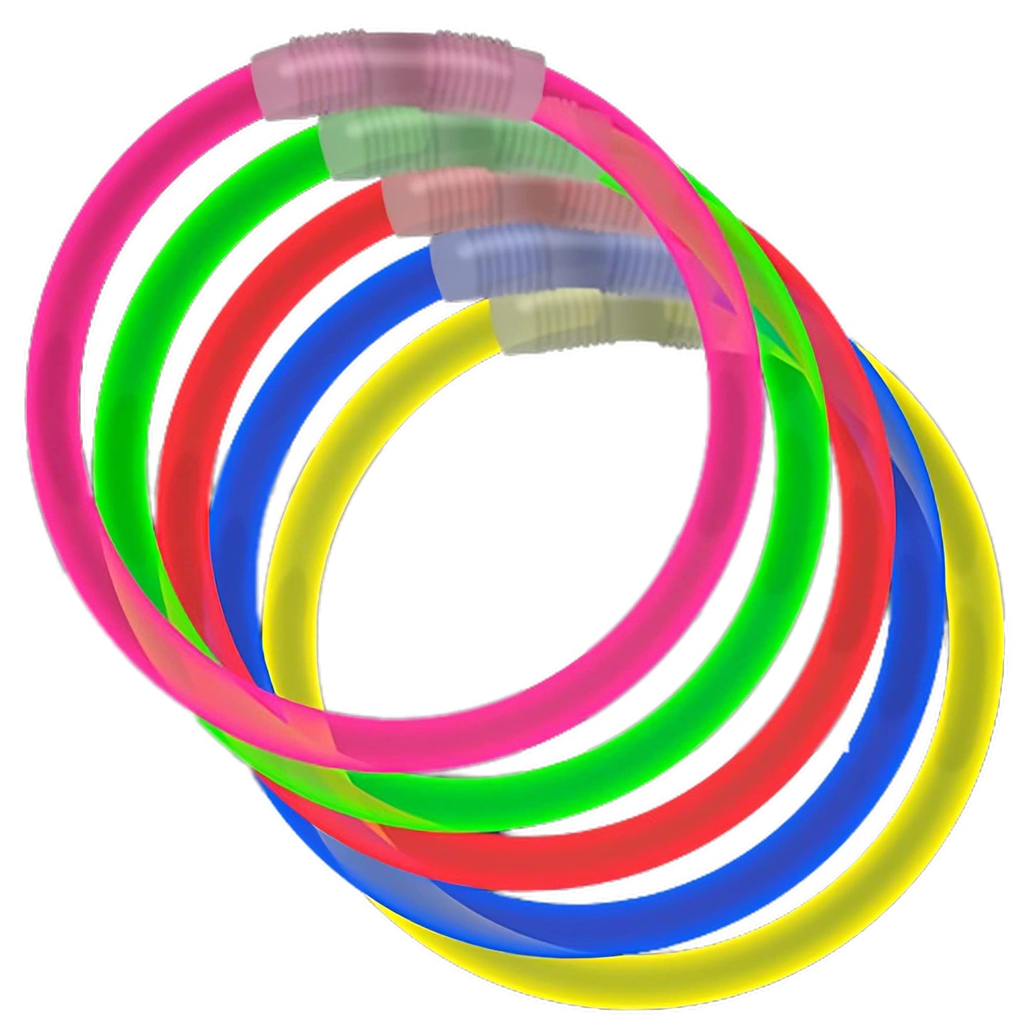 Tube Of 100 Assorted Color Glow Bracelets | Red | Green | Blue | Yellow | Pink| Non-Toxic | Glowing Department