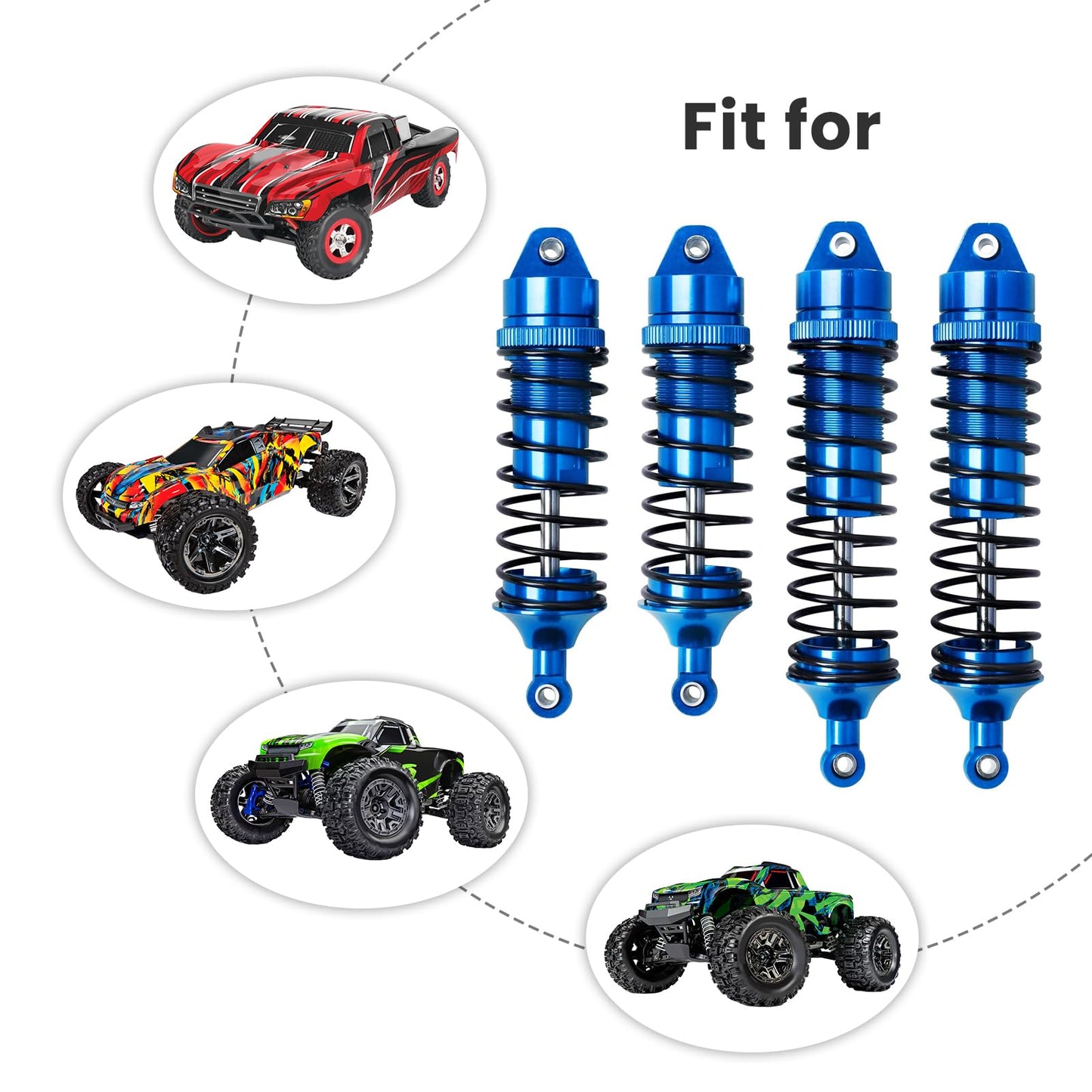 Hobbyfire All Metal Aluminum RC Shocks Absorber Damper Upgrades Parts for 1/10 Traxxas Slash 4X4 Rustler VXL 4X4 Stampede 4X4 Ho