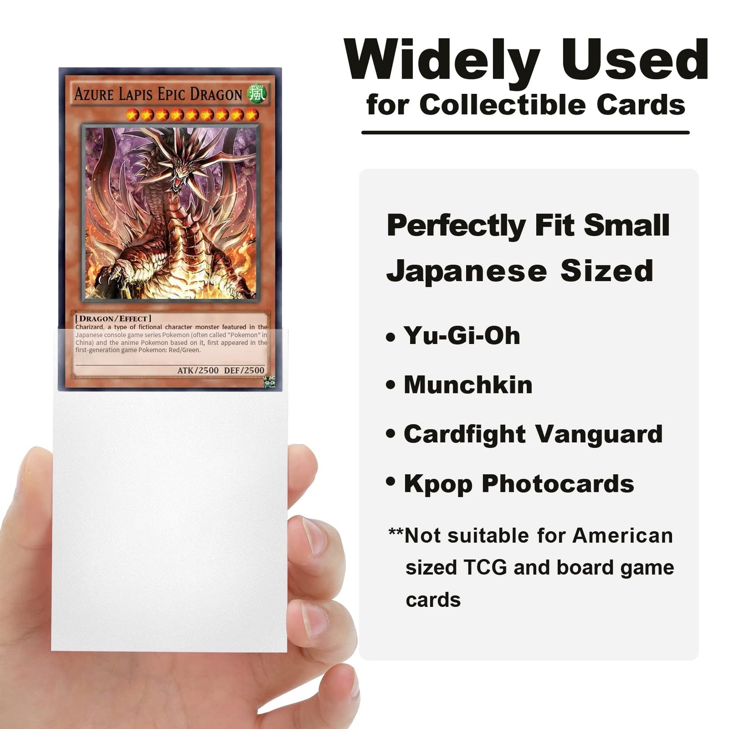 White Yu-gi-oh Card Sleeve 200 Pack Japanese Small Card Sleeves Photocard Sleeves 62x89mm Back Textured Perfect Shuffling Protect Your Japanese Sized Trading Cards Kpop Photocard Never Tear