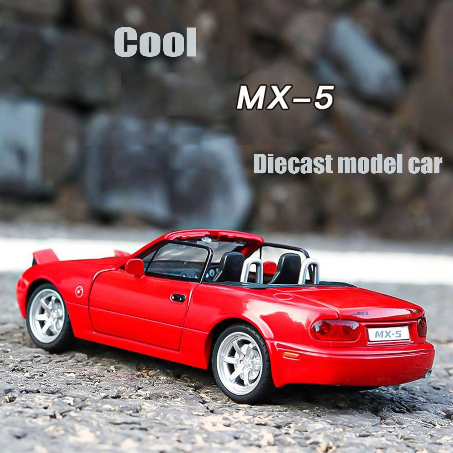 Mzexoma Mazda Miata MX5 Diecast Toy Car - 1/32 Pull Back RC Sports Car with Lights & Sound, Red Model KT-MIA-RD401 for Kids Age 4-