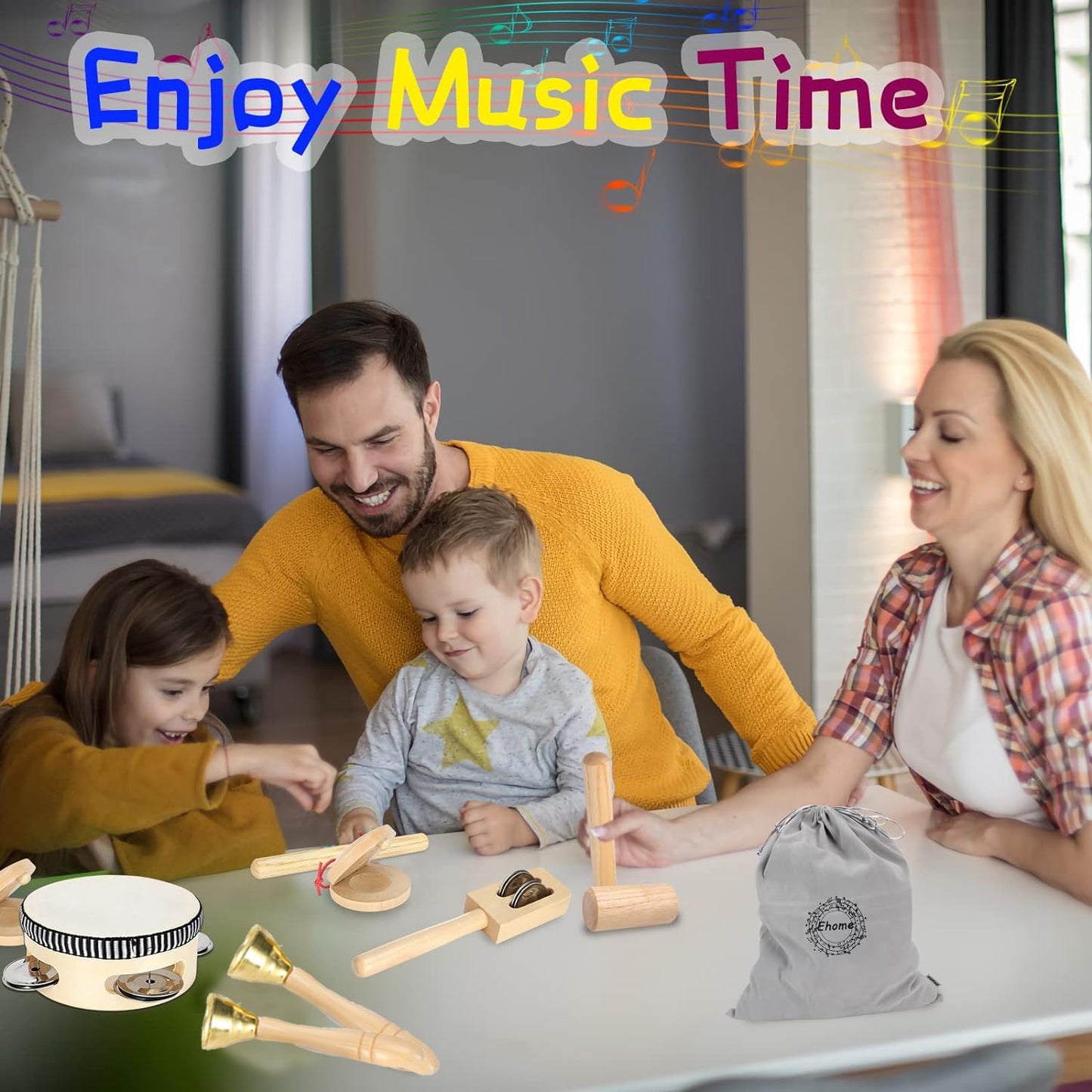 Ehome Musical Instruments For Toddlers 1-3, Wooden Percussion Kids Instruments, Musical Toys For Kids, Baby Musical Instruments For Boys Girls Birthday Gifts With Storage Bag