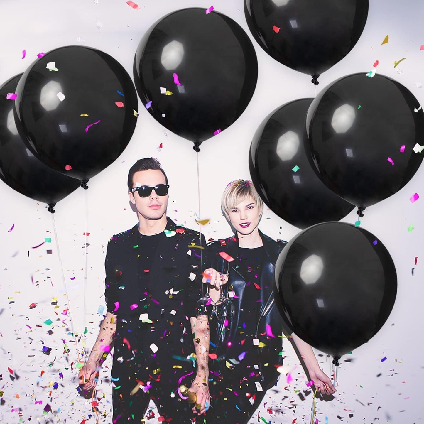 Guasslee 24Pcs Black Balloons Clearance 18 Inch Big Black Latex Balloons Large Black Balloons For Birthday Wedding Halloween Party New Year'S Day Decorations Supplies