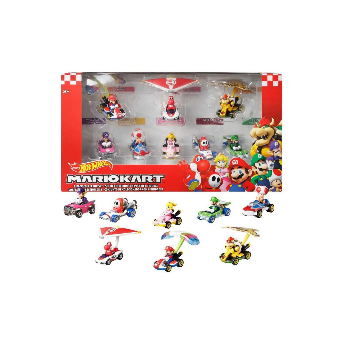 Die Cast Mario Kart Cars 8 Pack Collector Set - Red, Plastic, Model 887961965537